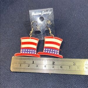 Red and Blue Patriotic Earrings with Stars